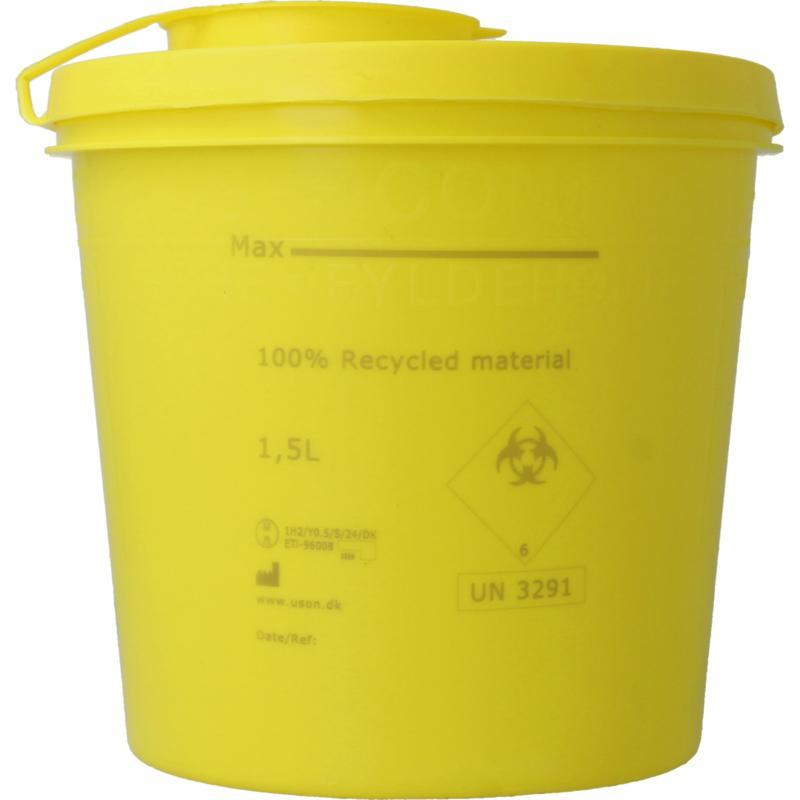 Uson Plast Naaldencontainer 1.5 liter geel gerecycled plastic