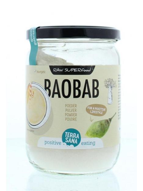 Raw baobab poeder in glas bio