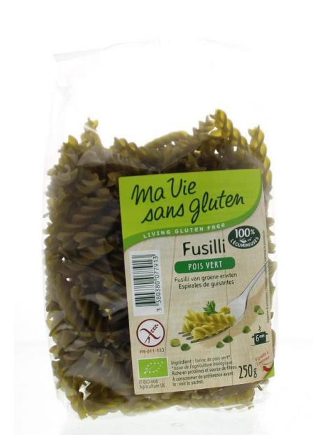 Fusilli van groene erwten glutenvrij bio