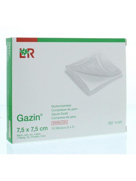 Gazin gaaskompres 7.5 x 7.5 steriel 5 x 2