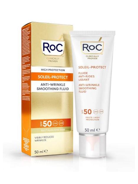 kans monster Briljant ROC Soleil protect anti wrinkle smoothing fluid SPF50+