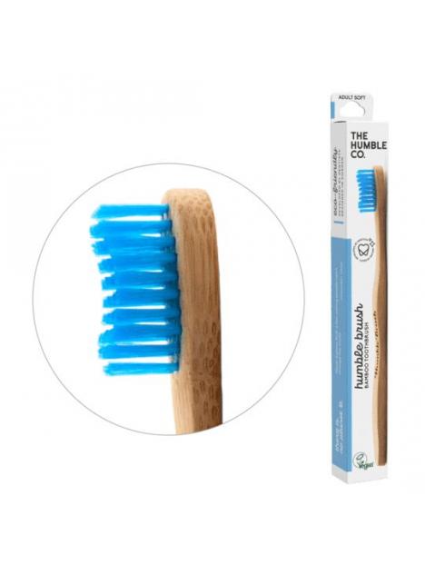 Tandenborstel bamboe adult blauw brush soft