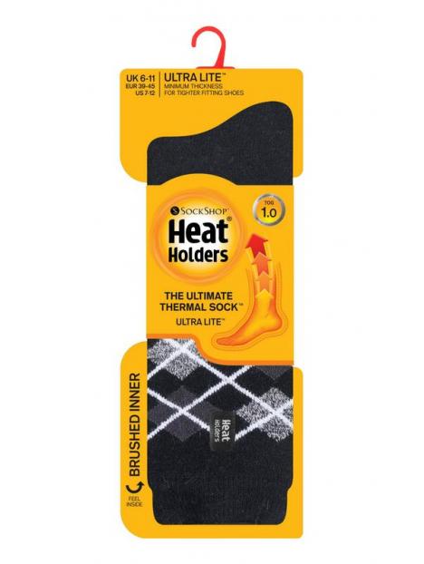 Mens ultra lite socks argyle black 6-11