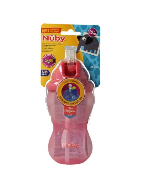 Nuby Flip it 360ml 12 maand+ roze