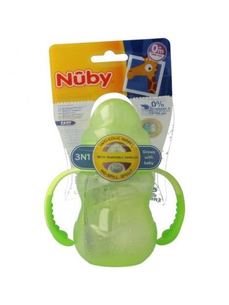 Nuby Trainingsfles anti lekspeen en anti lektuit 0+