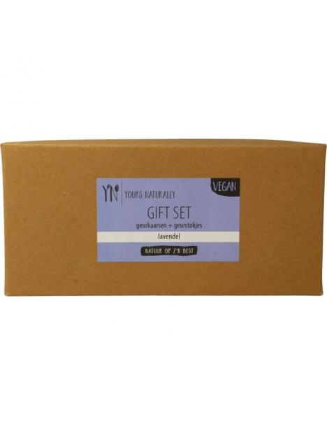 Yours Naturally Giftset 2 geurkaars&1x geurstokjes lavendel